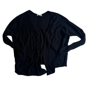 Becool Black Textured Open Cardigan Sweater - Size S/M
